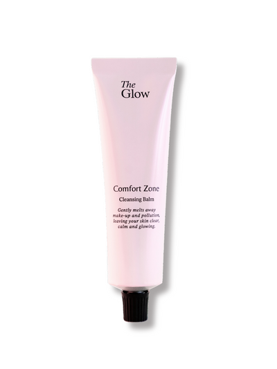 The Glow Comfort Zone Cleansing Balm in pink tube, perfect for sensitive skin